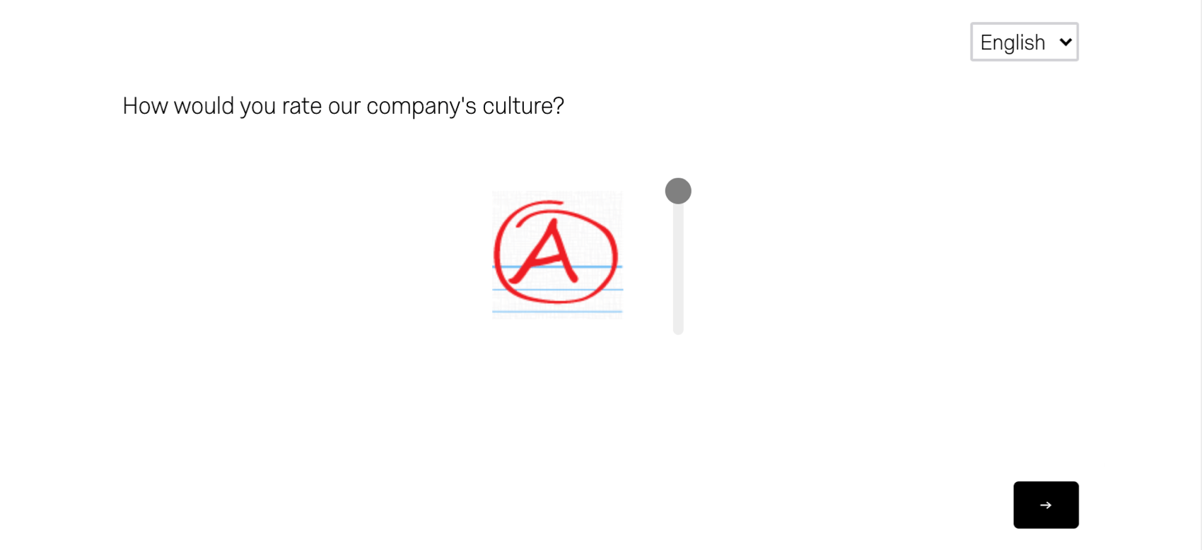 A survey set to English