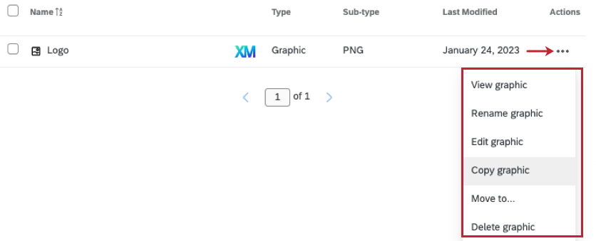 アクションメニューを開くライブラリリソースの次へ横3つの点