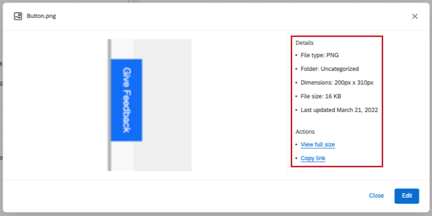 additional information window for library graphic