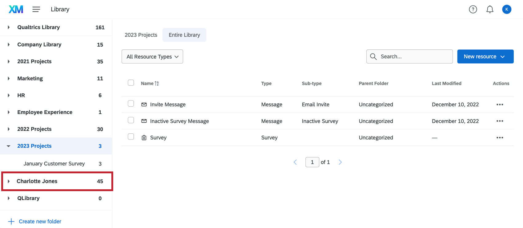 Personal and Group Libraries on left side of Library Page