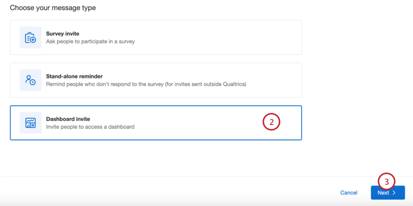 escolhendo o convite dashboard