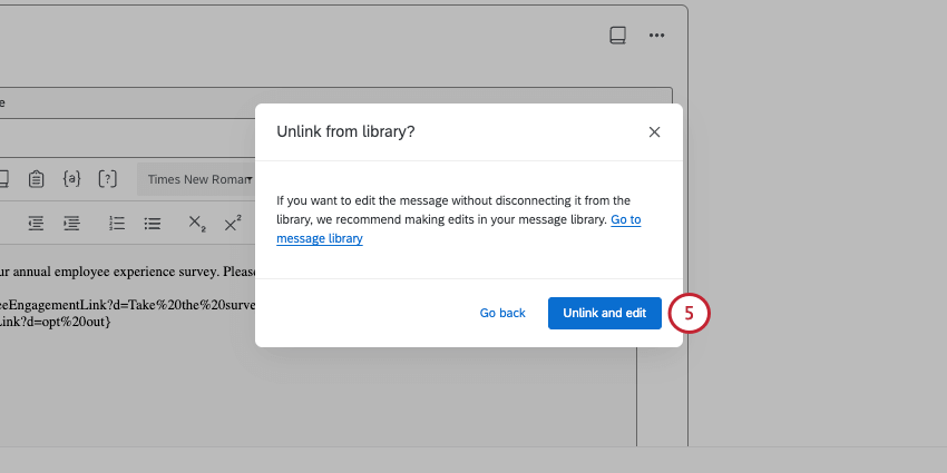 new window where you confirm your selection