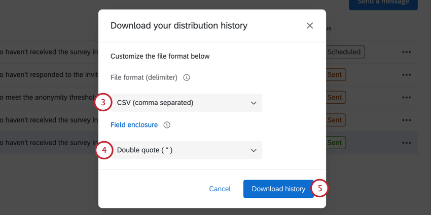 choosing the export settings