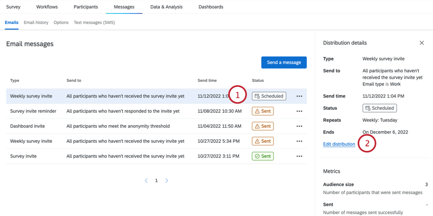 Elegir una distribución y hacer clic en editar distribución