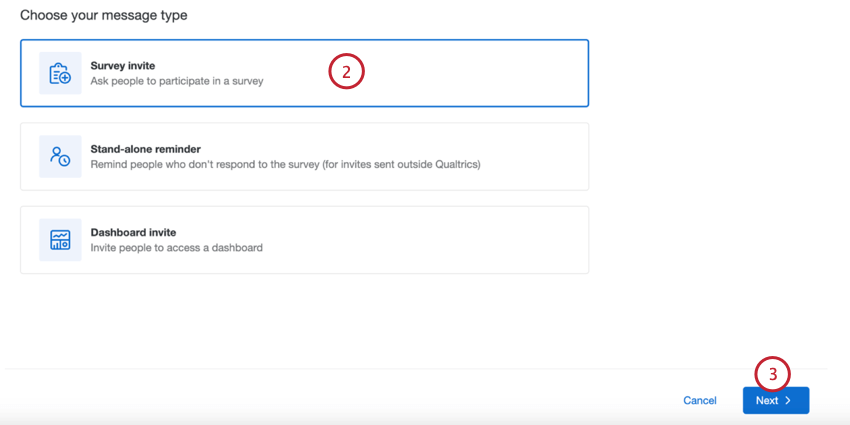selecting survey invite