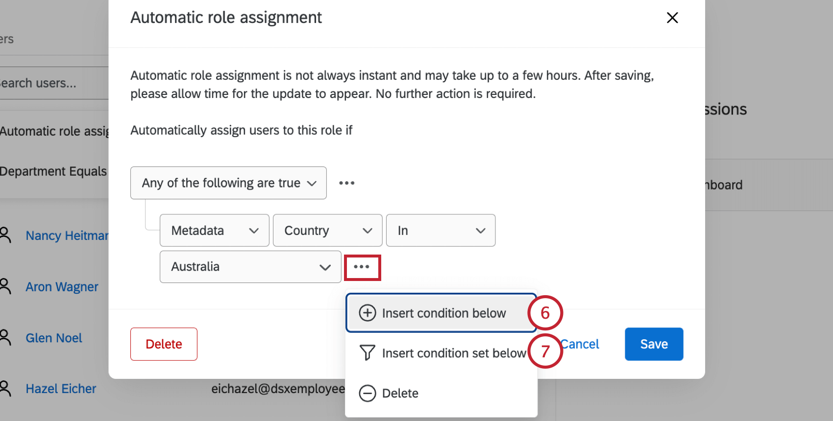 as opções para adicionar condições adicionais à função