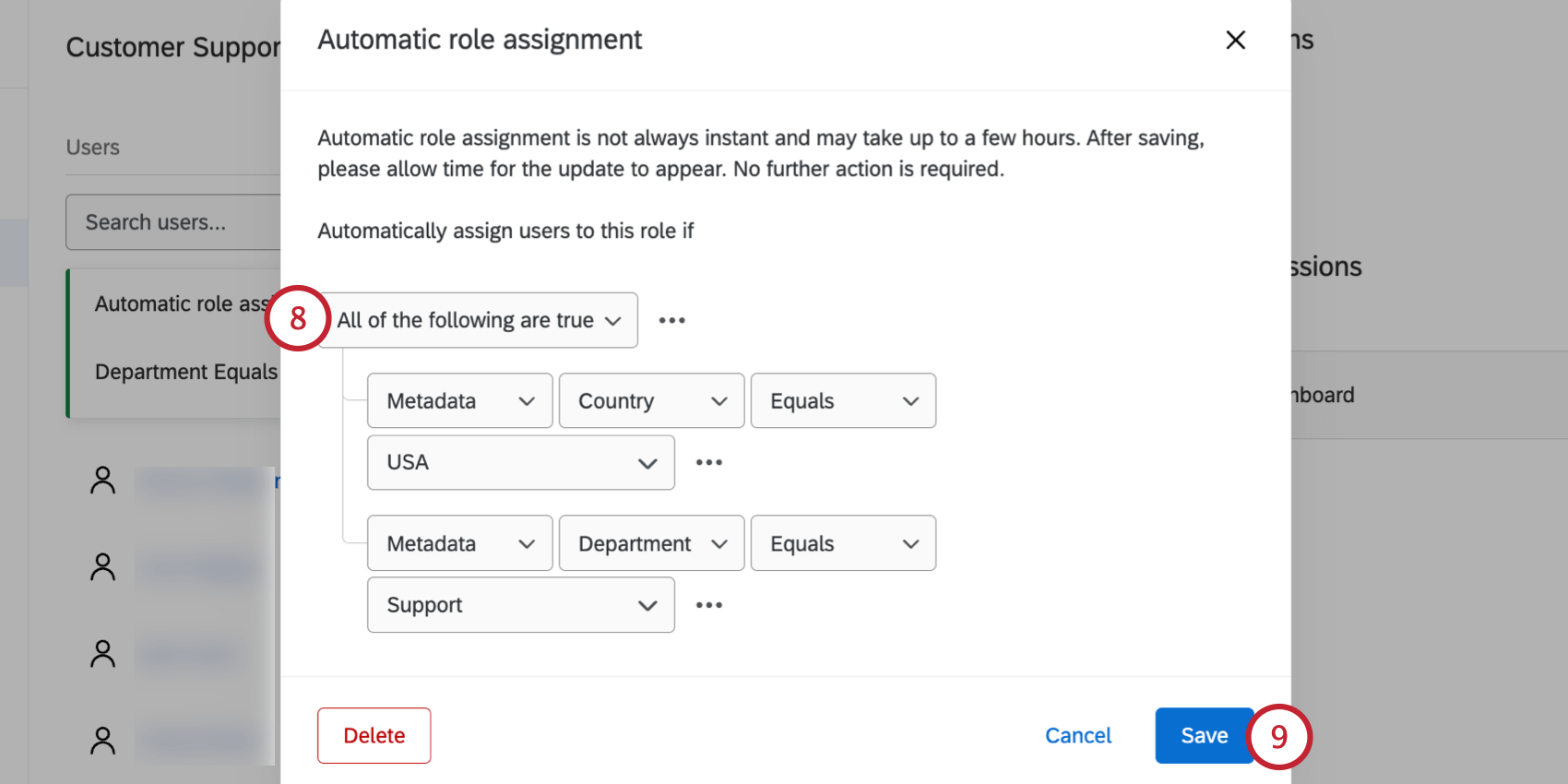 ajustar como as condições múltiplas são tratadas e salvar