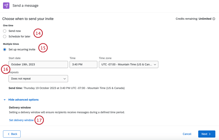 wählen, wann die Nachricht gesendet werden soll