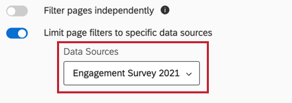 Limitar los filtros de página a una fuente de datos