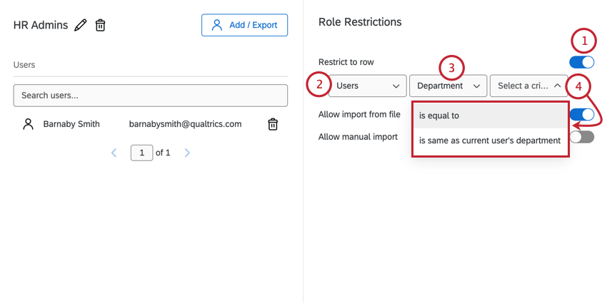 Creación de limitaciones de datos para un rol