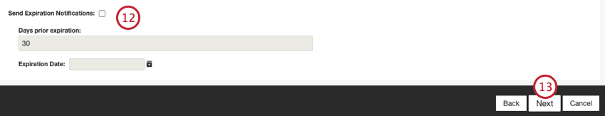 configuration des notifications dexpiration