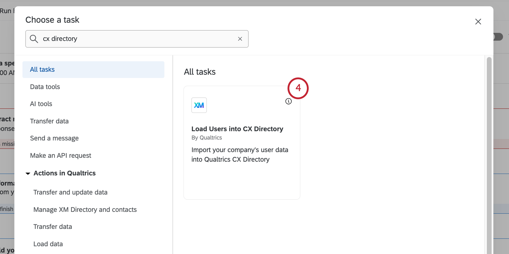 choosing the load cx users task