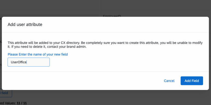 aggiunta di un nuovo attributo utente