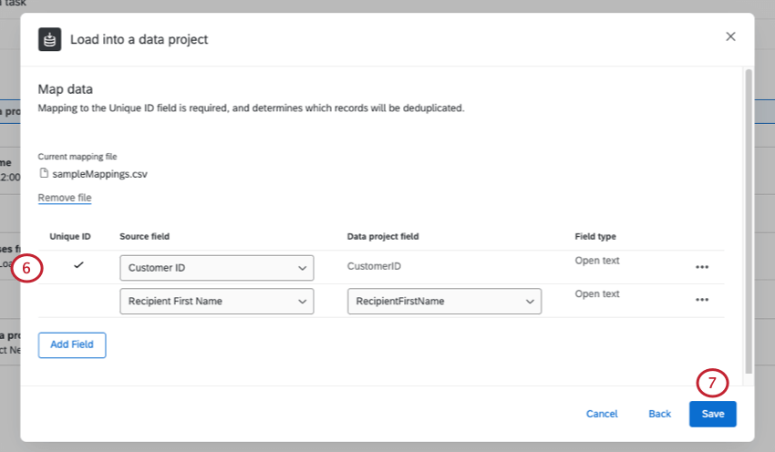 ページにリストされるフィールドは、ファイルの内容によって変わる