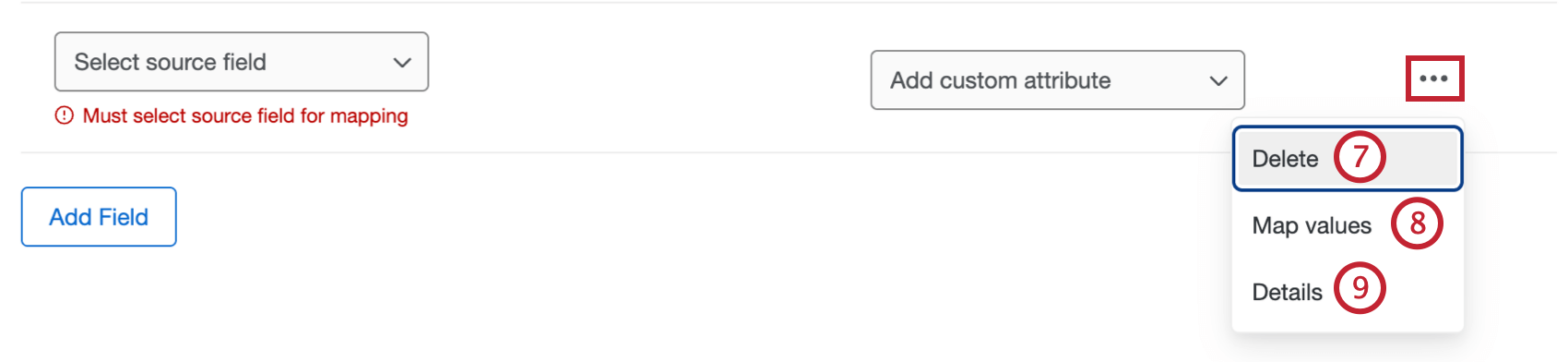 フィールドの追加オプション