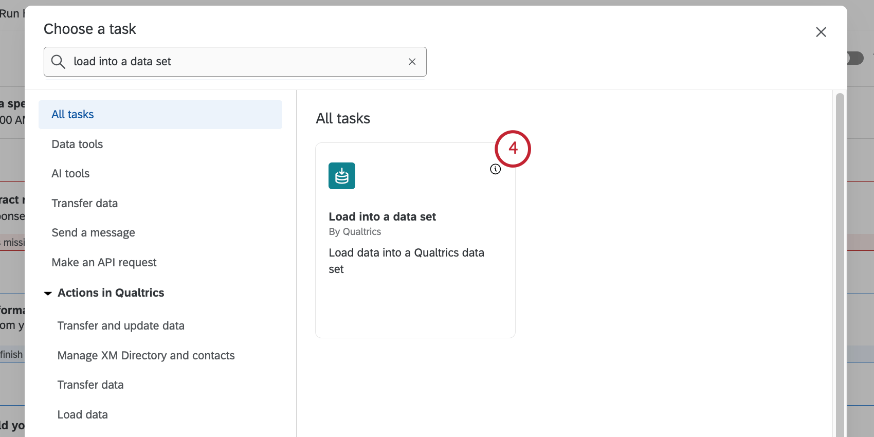 selecting a load into data set task from the task catalog