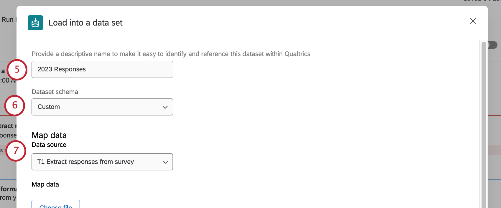 Seleccionar el esquema del conjunto de datos y una fuente para una nueva tarea de carga en el conjunto de datos