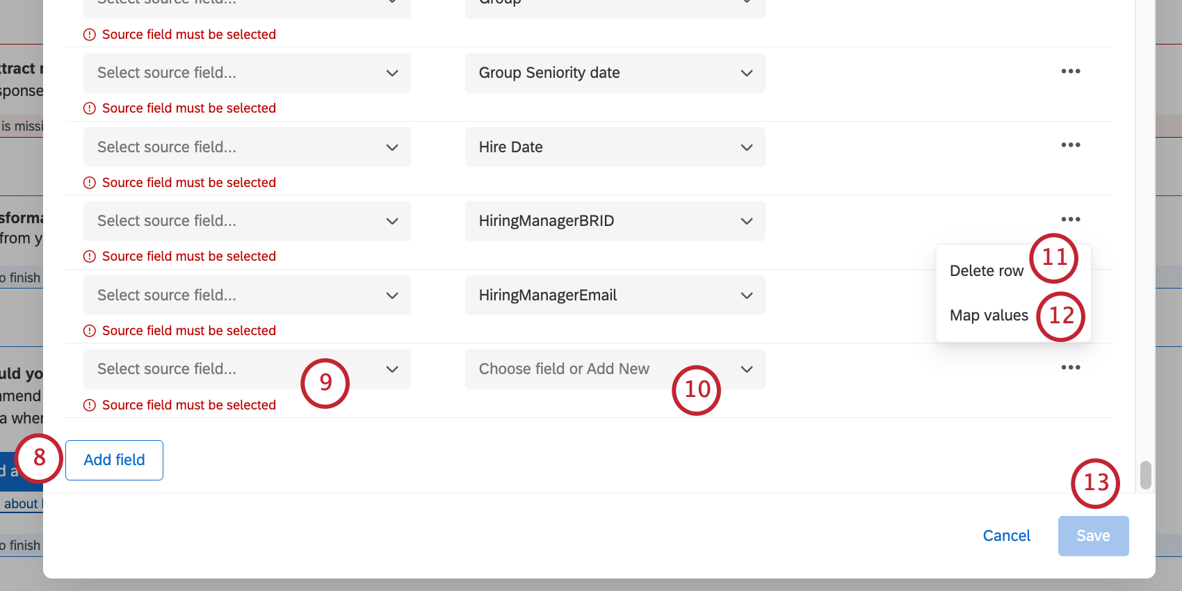 campos de mapeamento usando a tarefa load ex users