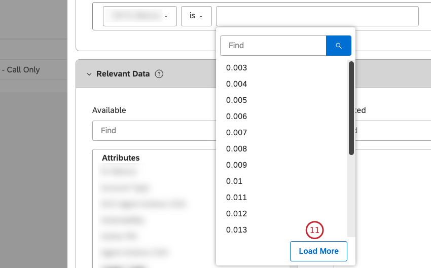 Fare clic su Carica altro per visualizzare i 20 valori AVANTI