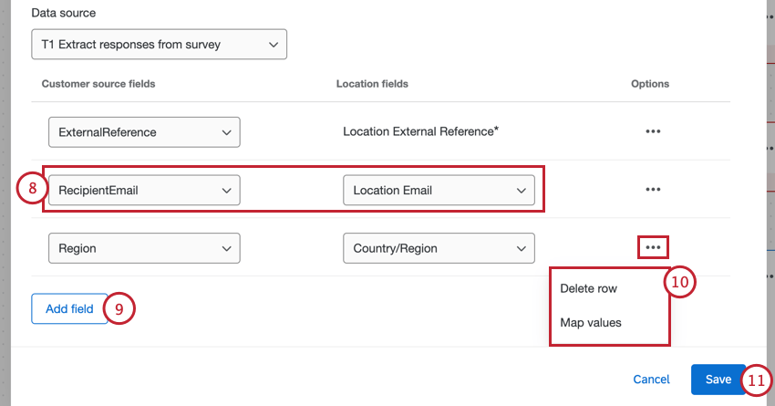 mapping data fields and saving the task