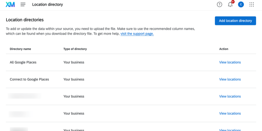 la homepage della directory di localizzazione