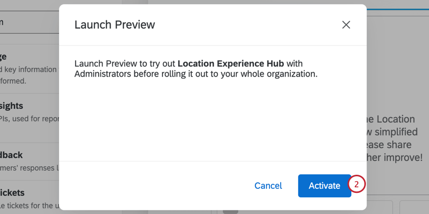 clicking "activate" in the popup