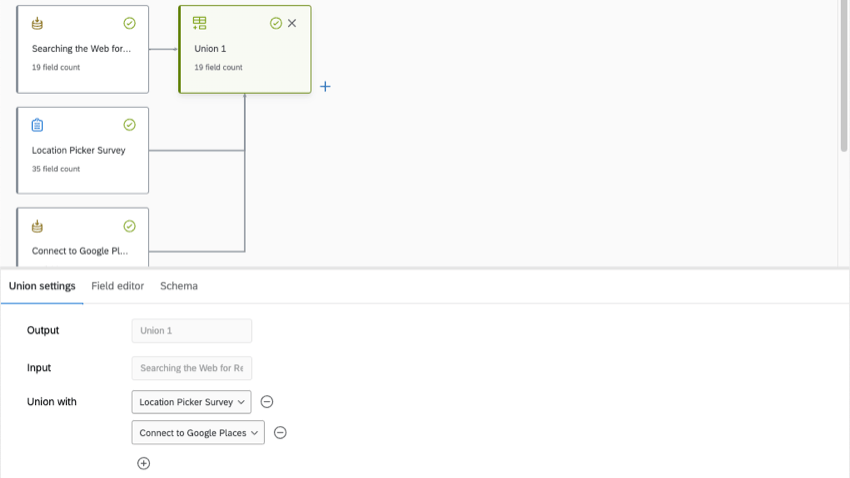 Une union de 3 sources de données