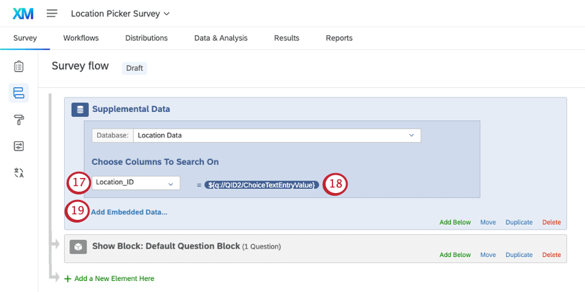 Agregar un elemento de datos complementario al flujo de la encuesta