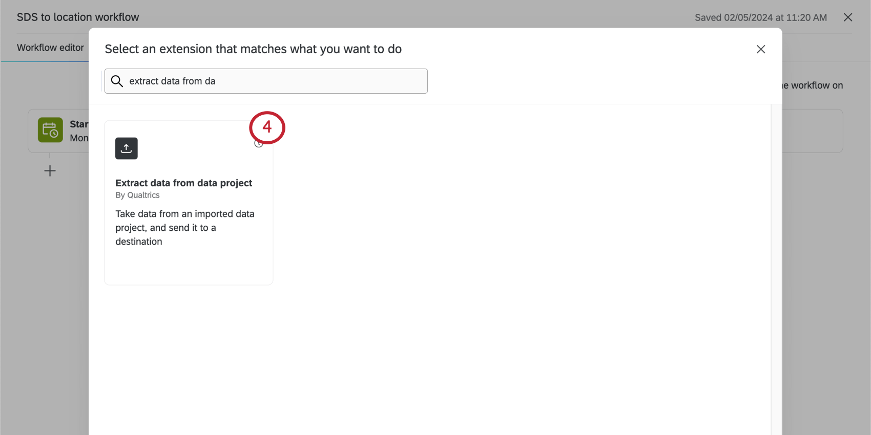 Extracting data from a data project