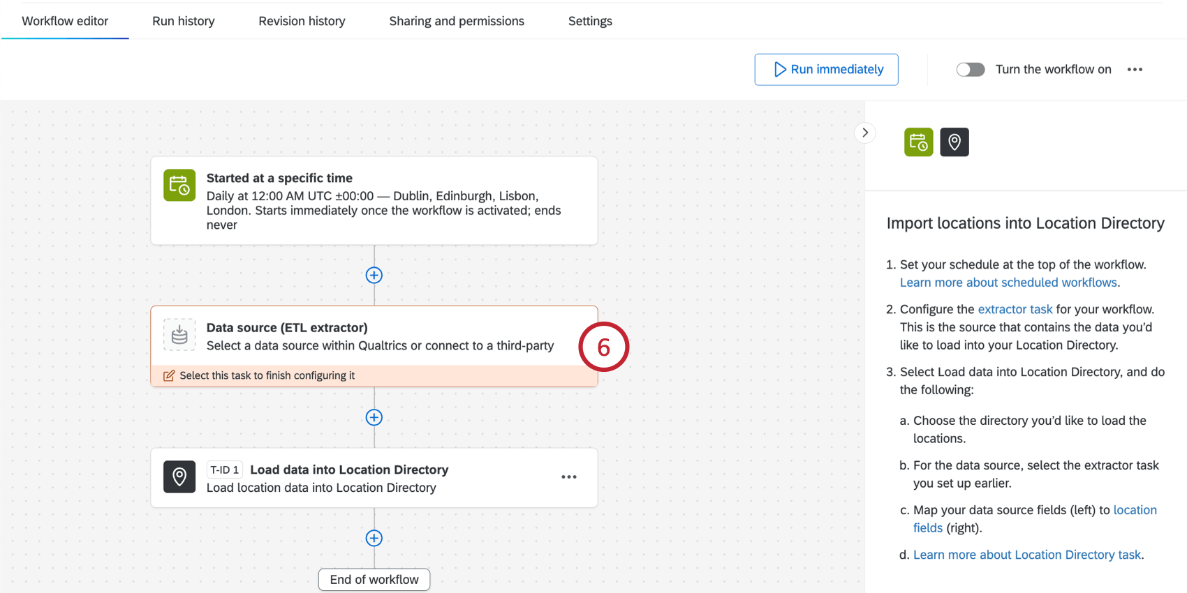 facendo clic sullattività dellestrattore di dati