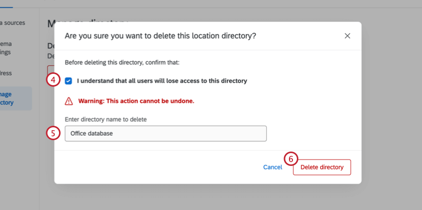 confirming the deletion