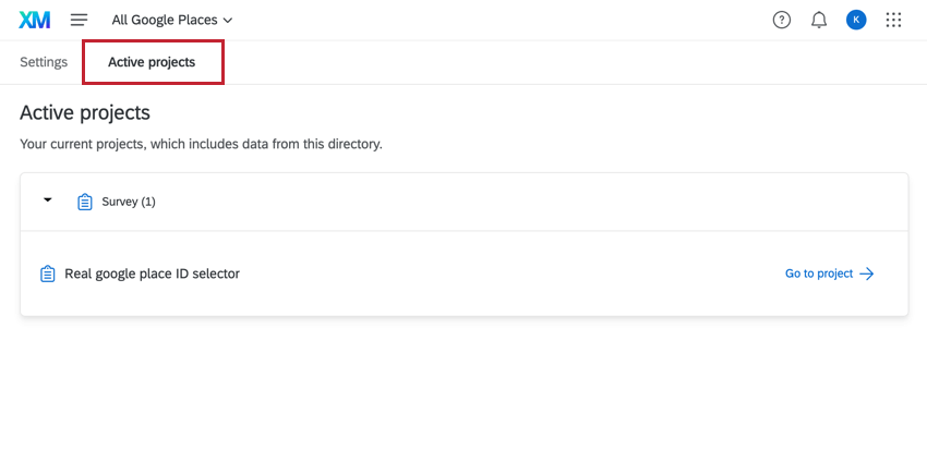 viewing active projects
