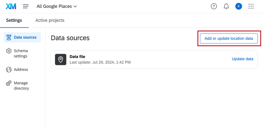 the add or update source button