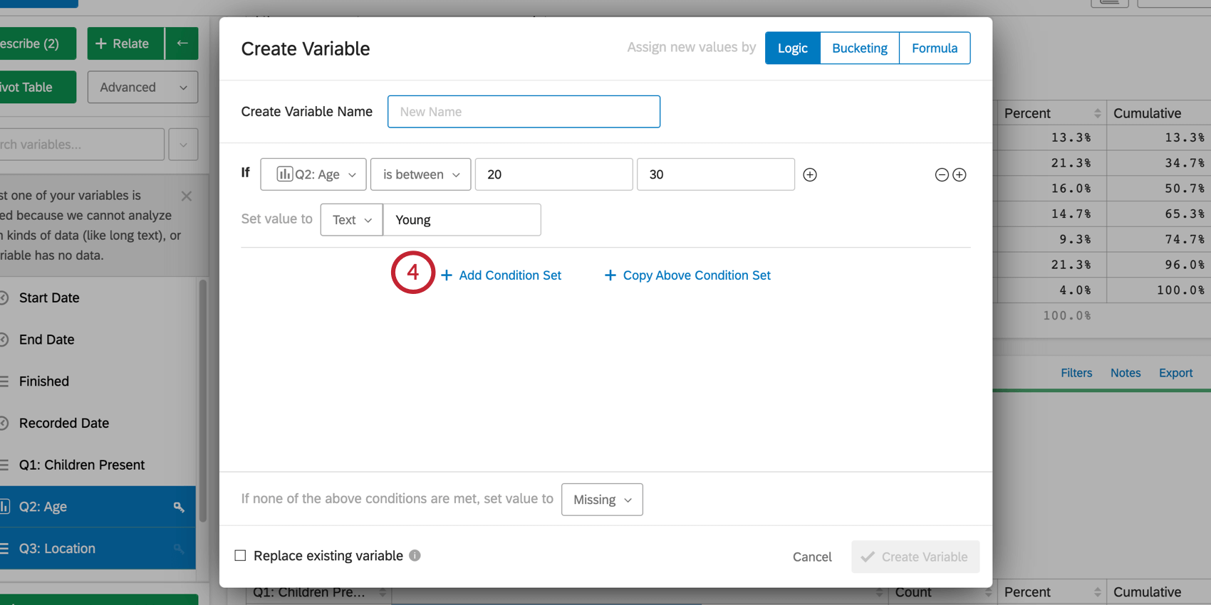 Click Add Condition Set