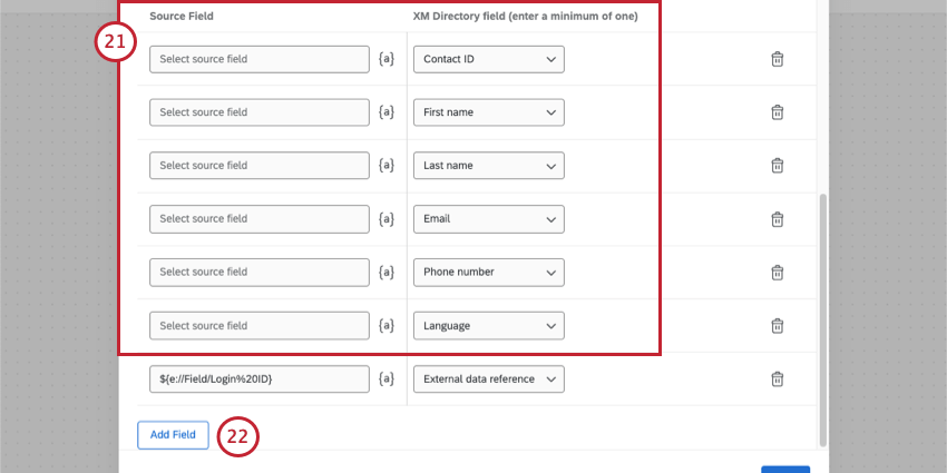 preset fields highlighted