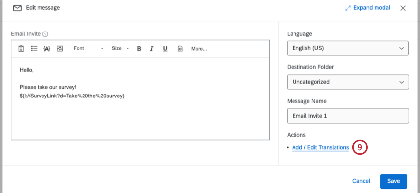 translate message option
