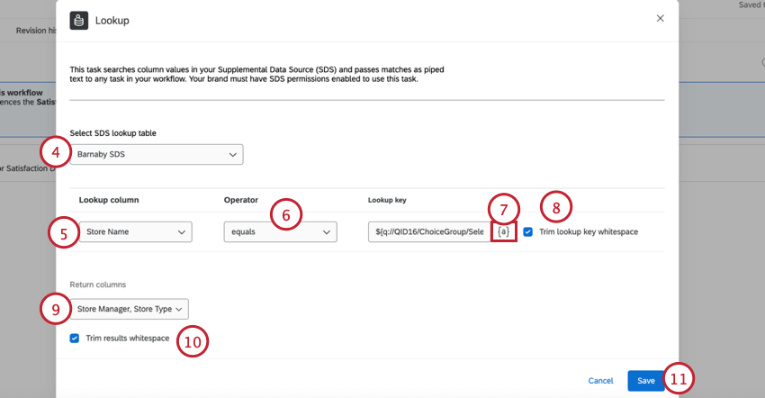 configuring the lookup