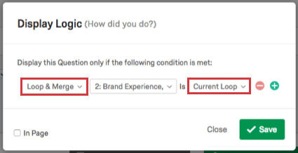 lógica de exibição loop de corrente