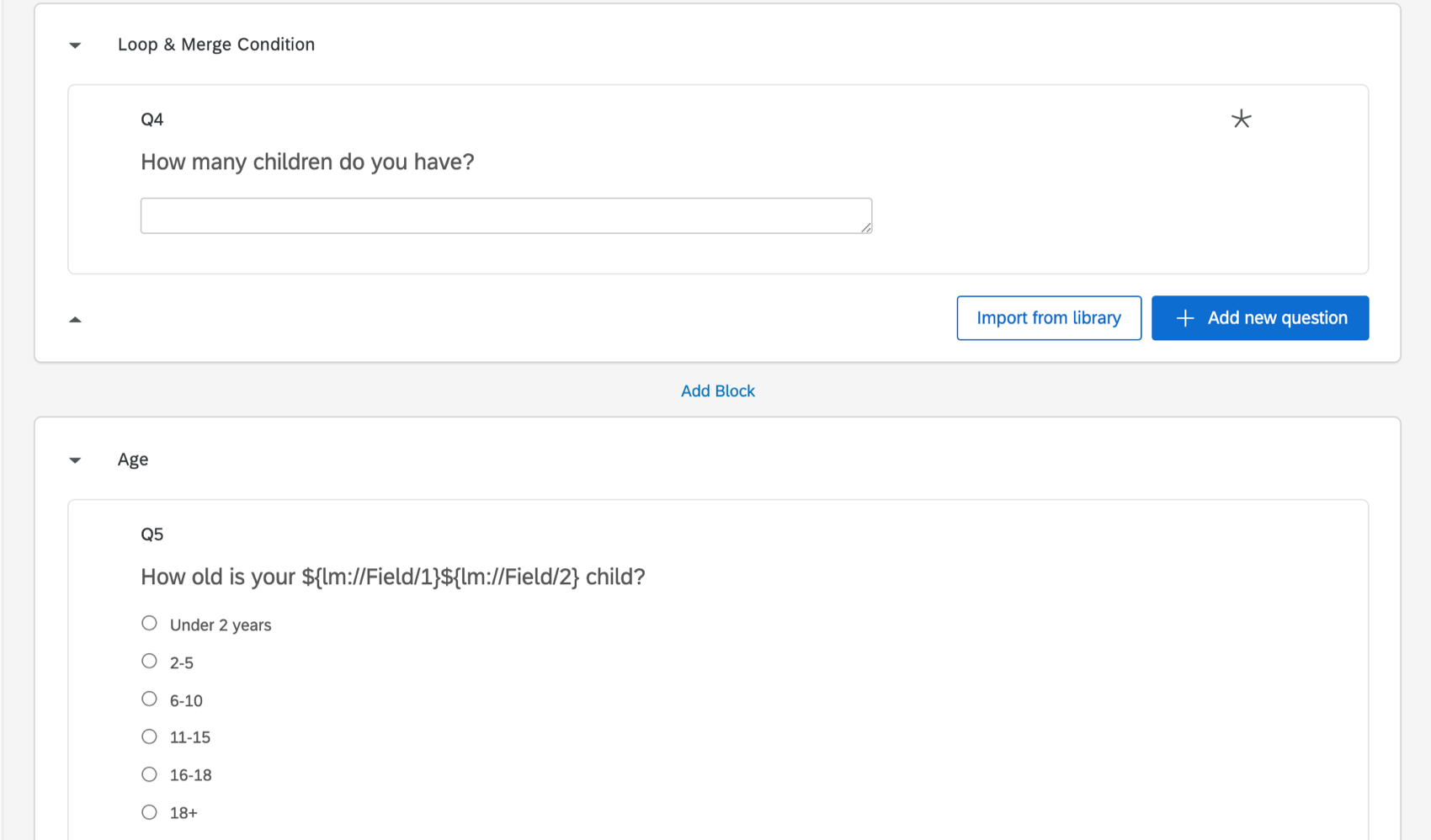 Question that asks for a number, followed by a separate block that is looped