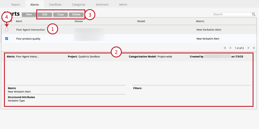 la gestion des alertes dans longlet Alertes