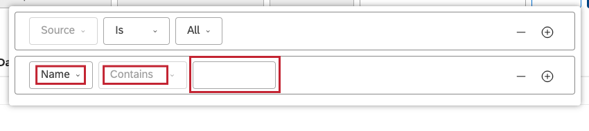 creating a filter condition for name
