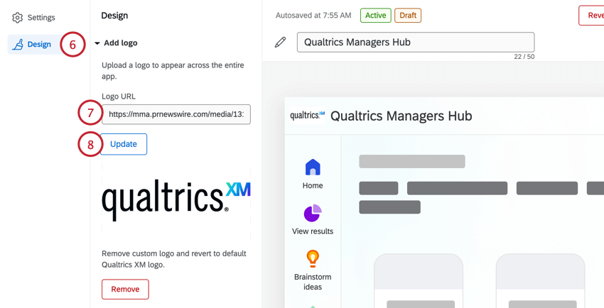 personalização do logotipo do gerente assist