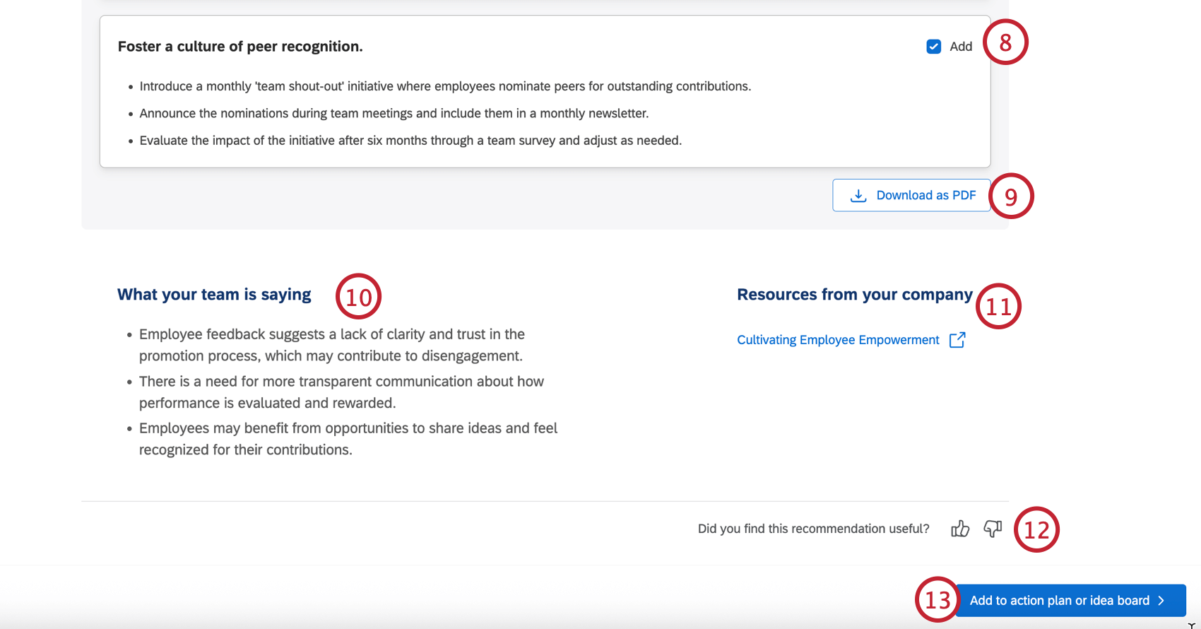 lévaluation et la sélection des recommandations que vous souhaitez conserver