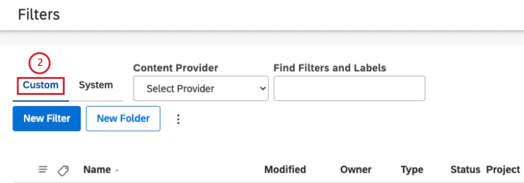 Select the Custom tab