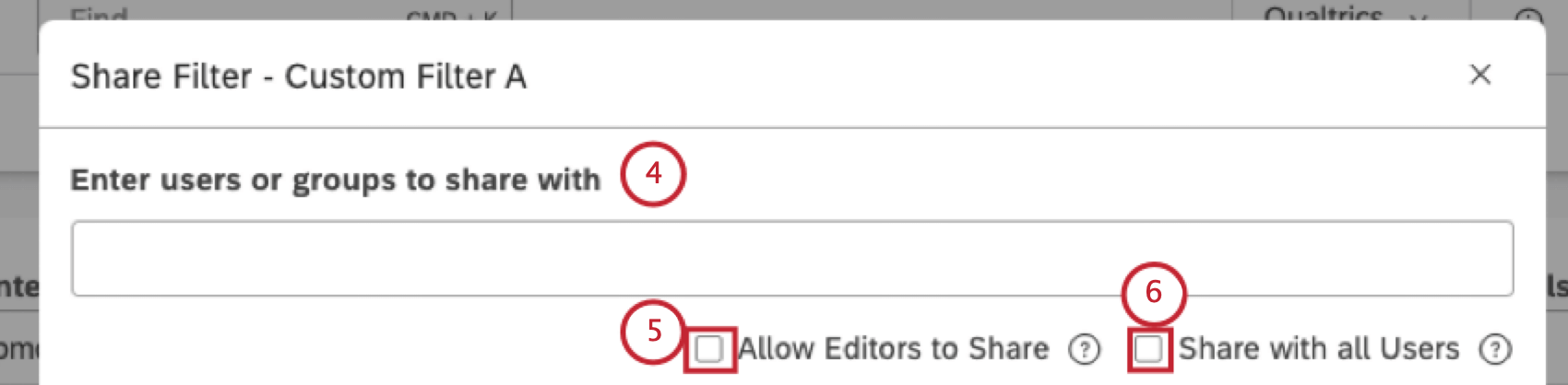 In the Share Filter window you can view all groups and users who can see and use your filter.