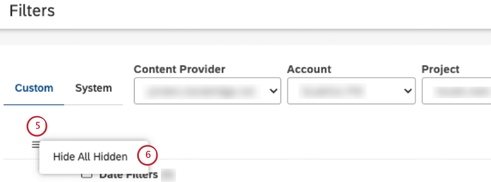 非表示の項目を隠すには「Hide All Hidden」をクリックします。