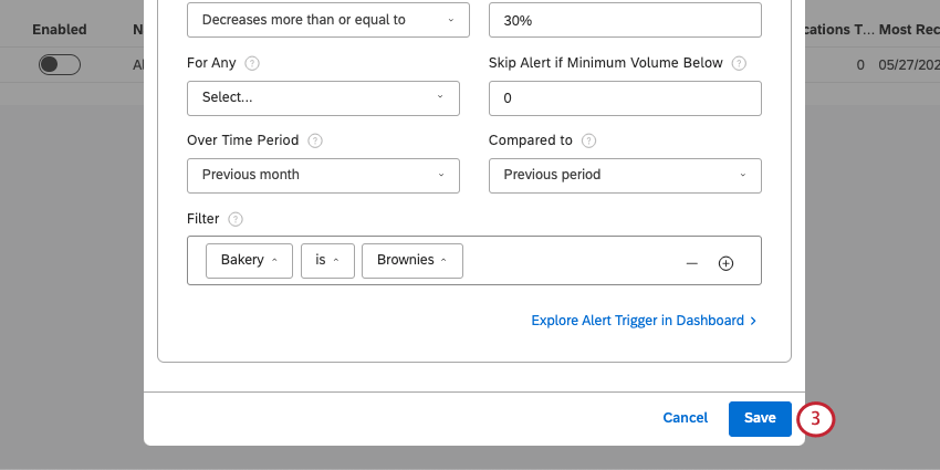 Botón guardar en la parte inferior de la ventana