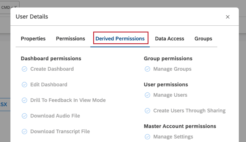 Permissions dérivées