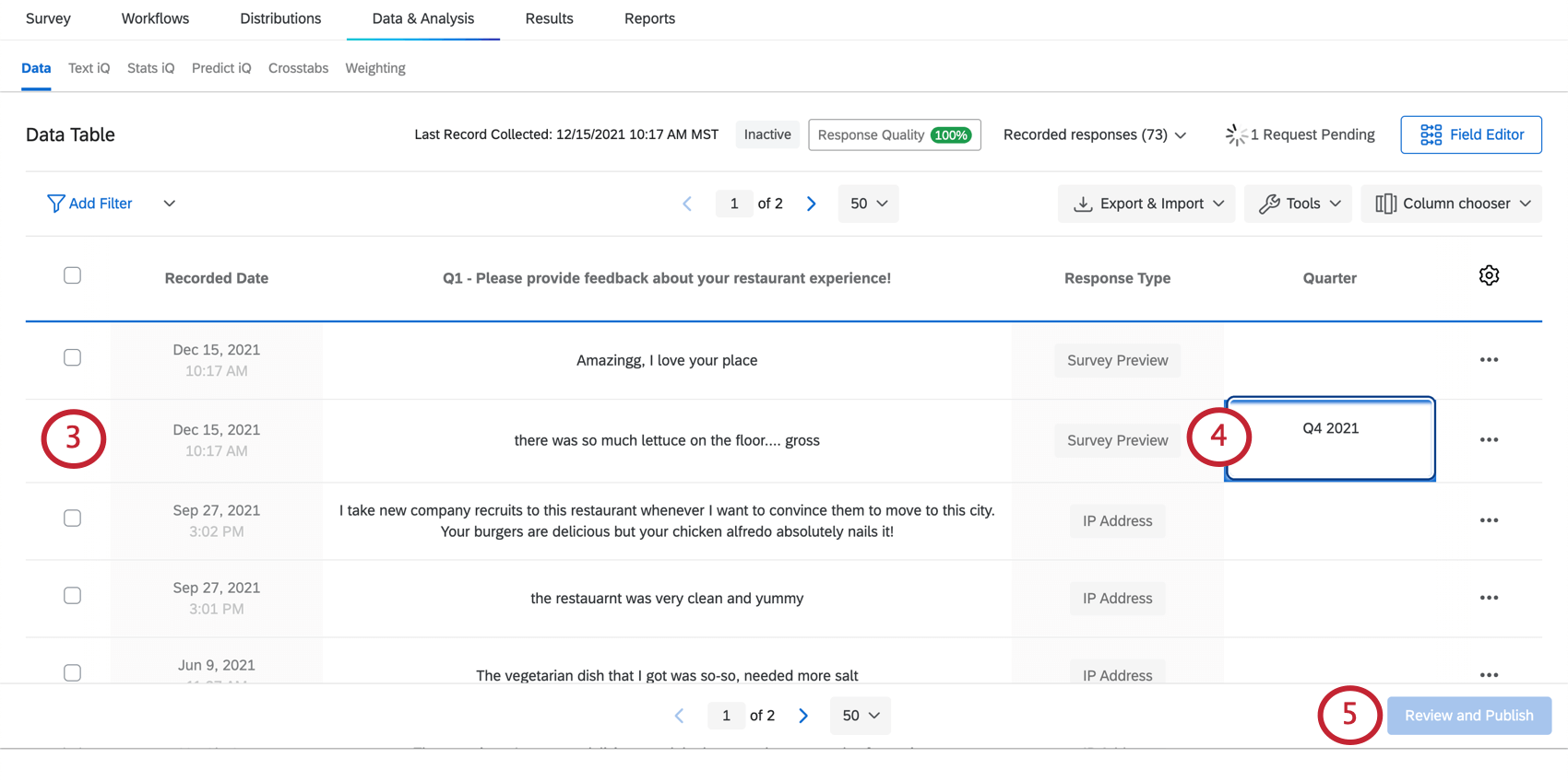 Capture décran montrant comment modifier un champ spécifique en cliquant dessus et en tapant