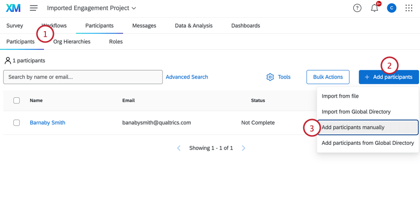 choosing to add participants manually